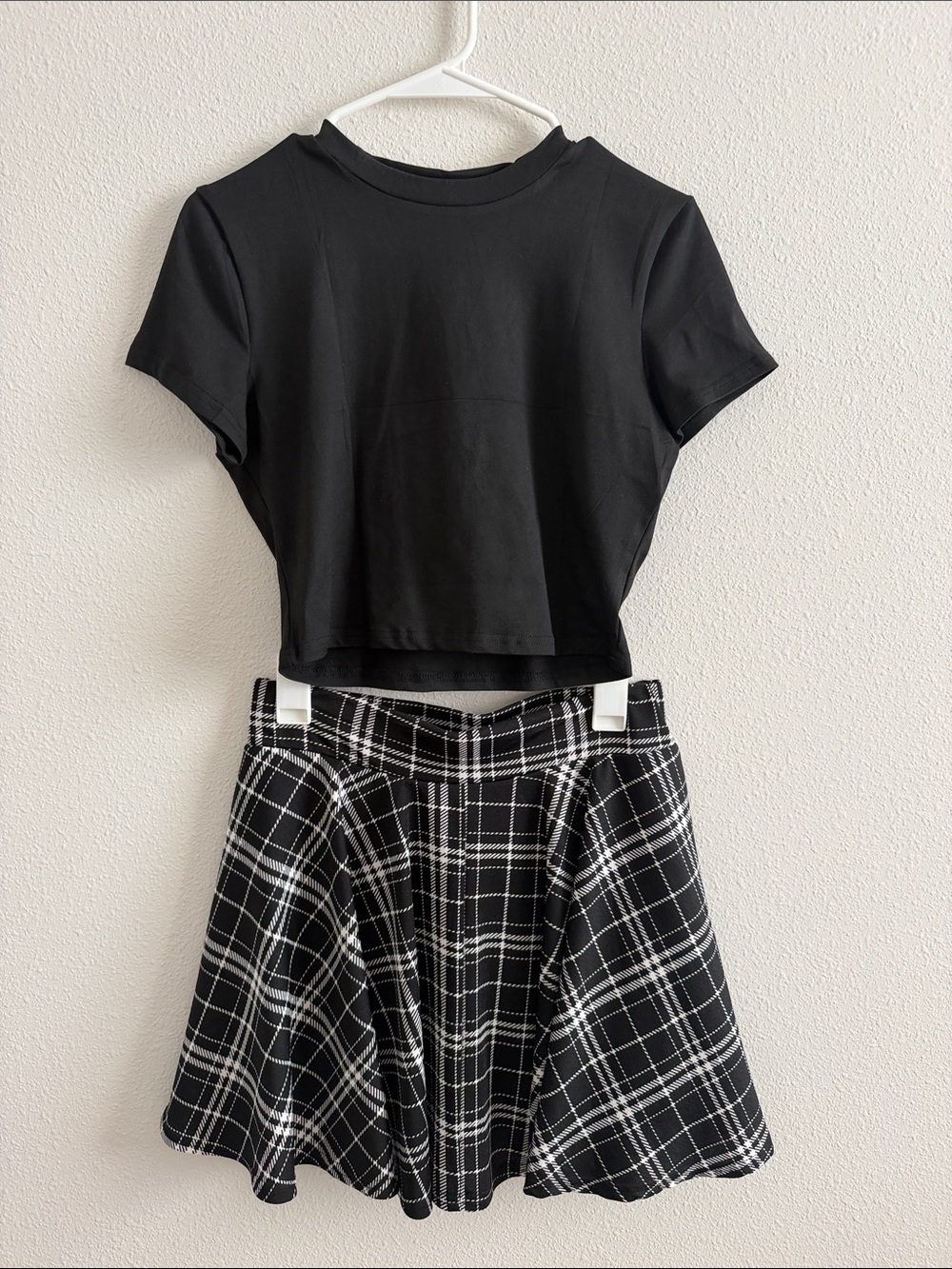 Black & Plaid Skort Set